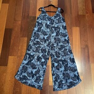 Iolani Inc. Hawaii Floral Jumpsuit HawaIian Aloha Print Pockets Wide Leg XL B10